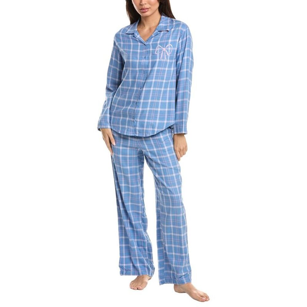 Florence By Mills Womens  2Pc Flannel Sleep Set, Blue